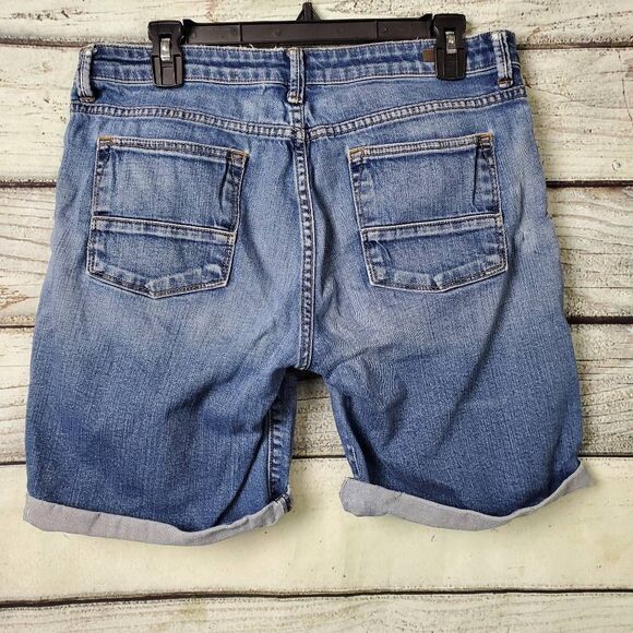Kut from the Kloth Women’s Denim Bermuda Shorts Size 10 Rolled Cuff Medium Wash - Picture 2 of 6